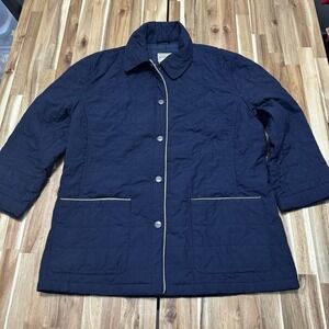 Vintage Beretta Jacket Womens 12 Blue Quilted Snap Button Thermore Outdoor Italy